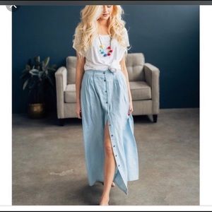 Brickyard Buffalo Long Cotton Chambray Skirt!